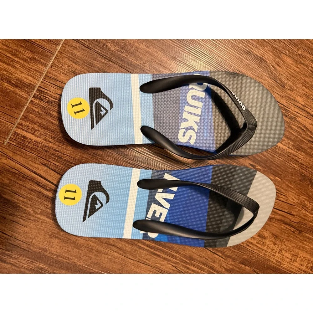 Quiksilver Mens Java Slash Logo Flip Flops Blue Grey Black Sandals AQYL101152 11